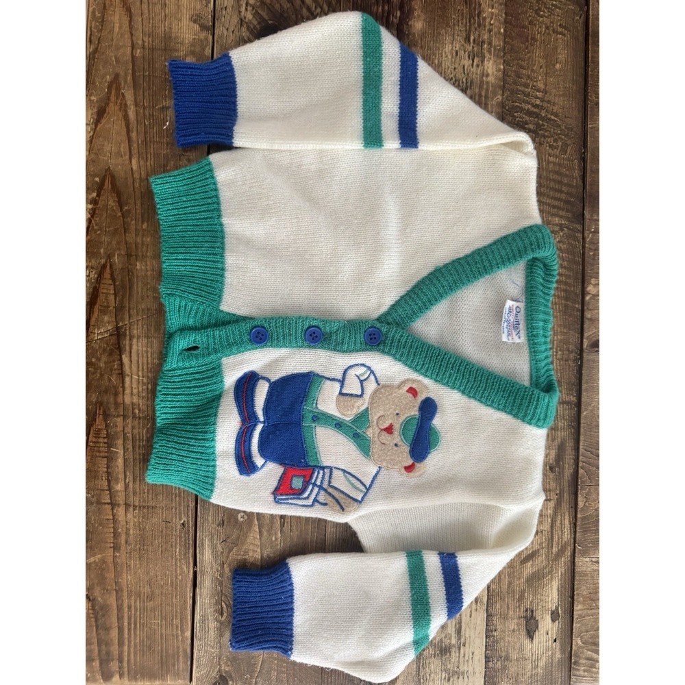 Vintage Quiltex Sweater Cardigan 2T Paddington Bear 90s Y2K Color Primary CUTE!!